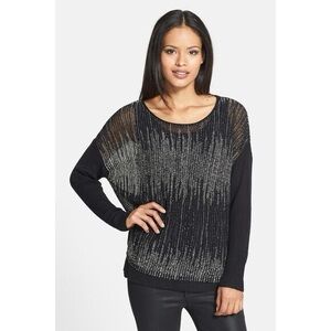 Eileen Fisher Blurred Lines Black and Silver Women's Sweater